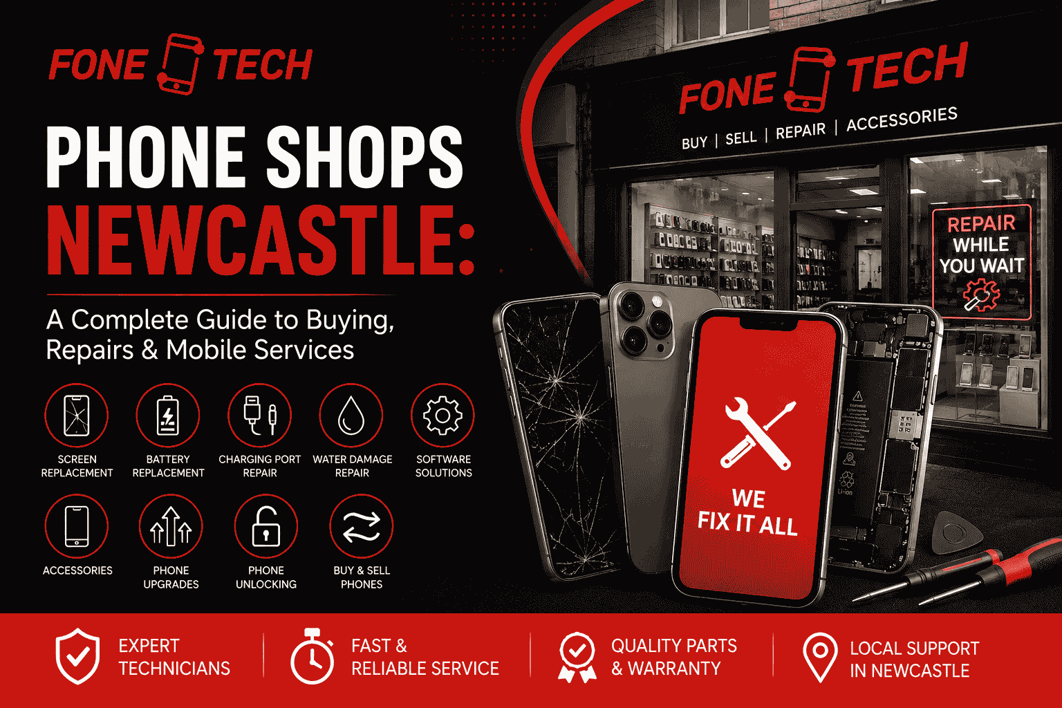 Phone Shops Newcastle for Mobile Repairs, Phone Sales and Accessories | Fone Tech